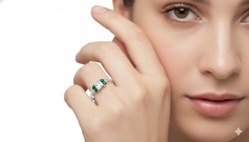 Image of Choose Your Gemstone Princess Shape Accented Engagement Ring 925 Sterling Silver Minimal Modern Design Birthday Gift Wedding Gift Side Stone Engagement Rings : US Size 4 to 12