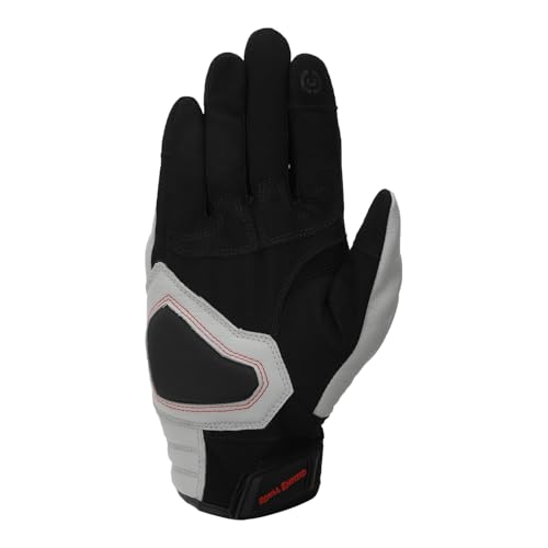 Image of Royal Enfield PHOENIX GLOVES | Leather & Microsuede Hybrid | TPR Knuckle Protection | Perforated Ventilation | Touchscreen Ready | Reinforced Palm Grip | Neoprene Anti-Chafing Cuff BLACK S