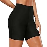Mayoii Swim Shorts Women High Waisted Tummy Control Swimming Shorts Ladies Quick Dry Bikini Bottoms Board Shorts for Beach Pool (UK, Alpha, XL, Regular, Regular, Black)