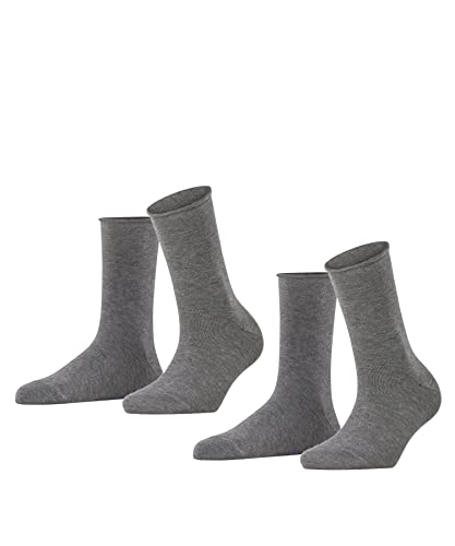 Image of FALKE Womens Happy 2-Pack Socks Light Grey EU 35-38 (US Women's 5-7.5) One Size