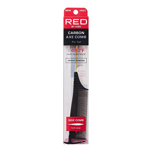 RED by Kiss Carbon Axe Comb Parting Comb Anti Frizz Heat Resistant Hair Comb (Pin Tail)