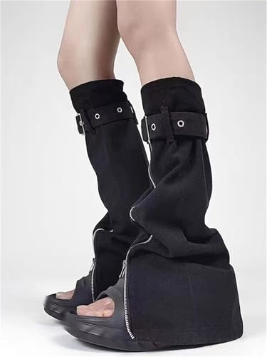 Image of Sup-Coente Gothic Flare Leg Warmers for Women Punk Goth Steampunk Y2k Emo Grunge