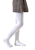 Pareberry Girl's Winter Fleece Lined Thick Microfiber Soft Tights for Kids Age 3-14 (US, Age, 8 Years, 10 Years, C03-White)
