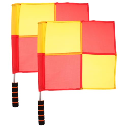 Sosoport Match Signal Flags Set 2pcs Stainless Steel Soccer Referee Flags Foam Handles for Sports Events Parties