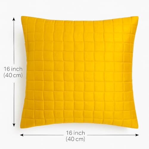 Image of Premium Quilted Cushion Cover 16x16 Inch - Dupion Silk Blend - Soft & Durable Decorative Pillow Cover for Sofa, Bed, Living Room - Set of 5 pc (Red Gold)
