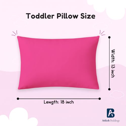 Image of Atiksh Beddings 13x18 Inch Zipper Closure Toddler Travel Pillow Cases Pack of 2 - 100% Soft Egyptian Cotton, 600 Thread Count, Small Travel Pillowcase Covers for Kids & Baby Pillows Hot Pink