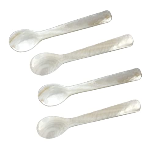 Cuchara clásica de nácar para caviar, cuchara de huevo, madreperla de 12 cm, 4 cucharas de postre, cucharas de café