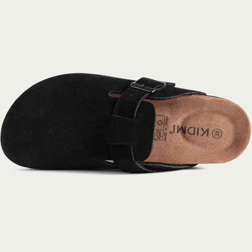 Image of KIDMI Unisex Vegan Suede Clogs Leather Mules Womens Mens Cork Footbed Potato Shoes with Arch Support