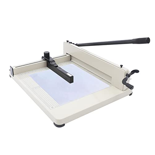 Heavy Duty Paper Cutter 17 Inch Heavy Duty Guillotine Paper Cutter with Metal Base A3 Large Industrial Guillotine Office Home School Shop Stacking Paper Cutter for Cardstock, Card, Leather White