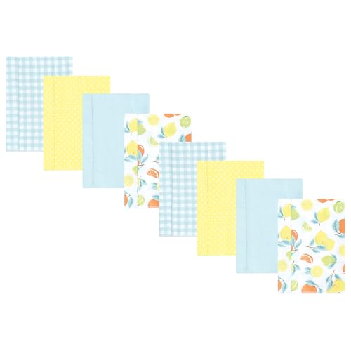 Image of Hudson Baby Cotton Poly Flannel Burp Cloths Multipack, Citrus Mint 8-Pack, One Size