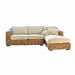 Loberon Sofa Villedieu Rattan & Mahagoni