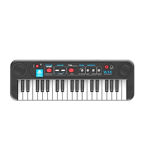 Cefa Toys - Teclado Electrónico Sintetizador 37 Teclas, Mini Teclado con 20 Sonidos de Instrumentos, 30 Ritmos, 2 Altavoces y Jack para Auriculares, Funciona con Pilas No Incluidas