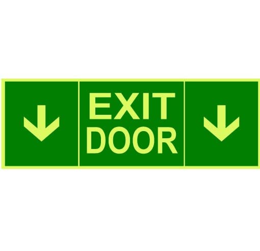 Exit Door Down and up Arrow Glow Sign Emergency fire Safety Radium Night Light illuminations PVC Waterproof Sign Sticker