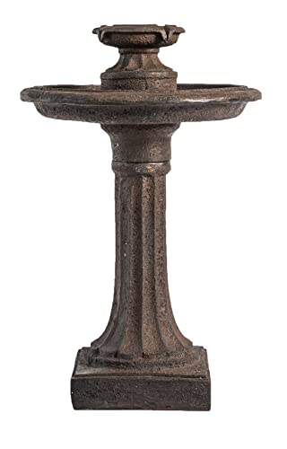 Xbrand 28" Solar Water Fountain, 1-Tier, Outdoor Birdbath, Brown Resin, With Solar Panel, Solar Pump For Home Garden Yard Décor #TOP22
