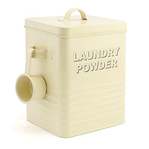 The Leonardo Collection Sweet Home Laundry Powder Storage Tin with Scoop, Cream