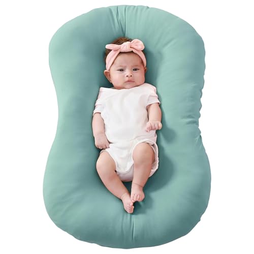Image of FUNUPUP Rayon Derived from Bamboo Baby Lounger Cover Compatible with Snuggle Me Lounger, Infant Lounger Pillow Cover for Newborn, Removable Elastic Newborn Lounger Cover,Cover Only, Green