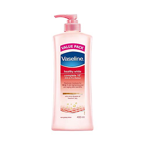 Image of Vaseline Healthy Bright Complete 10 Body Lotion, Anti- Ageing Lotion With Vitamin B3, Aha, Pro-Retinol, 400 ml