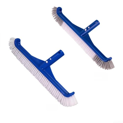 Brosse en caoutchouc de 43,2 cm pour nettoyage de piscine avec cadre en plastique épais crypté, poils en nylon doux pour un nettoyage sûr et une fixation facile aux poteaux de piscine (brosse blanche)