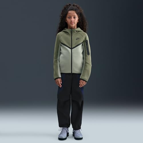 Nike Sportswear Tech Fleece Big Kids' Full-Zip Hoodie (Medium Olive/Light Army/Black/Black)2