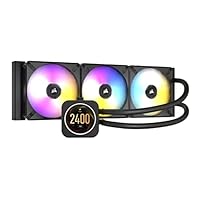 Corsair iCUE H150i ELITE CPU-Flüssigkeitskühler mit LCD-Display (IPS-LCD-Bildschirm mit anpassbarer Anzeige, 48 Dynamische RGB-LEDs, 120-mm-Lüfter, 360-mm-Radiator, Commander Core inklusive) Schwarz