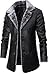 Produktbild Herren Lederjacke - Luxus Trench Ledermantel Herren Einreiher Business Casual Lederjacke Herren Schwarz Langer PU Mantel (Color : Black, Size : M)