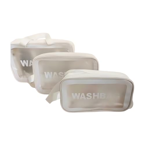 Kit 3 Necessaire Transparente Organizador Maquiagem Bolsa Mala-Vende Mais (Branco)