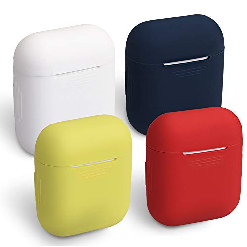 homEdge Custodia per AirPods, 4 confezioni Custodia protettiva in silicone senza cuciture per custodia Apple AirPods - Bianco, rosso, giallo e blu notte