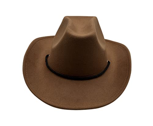 Willheoy Cowboy Hat For Men Women Western Cowgirl Hats Felt Fedora Hat Cowboy Costume Khaki #TOP2