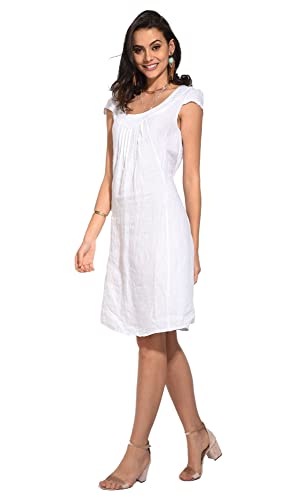 Robe femme 100% lin longue et blanche, idéale pour vos balades ensoleillées et vacances