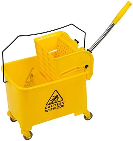 Meticpr Commercial Mop Bucket with Side Press Wringer, 5.28 Gallon Heavy Duty All-in-One Tandem Mopping Bucket for Household, Commercial, Restaurant Floor Cleaning