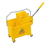 Meticpr Commercial Mop Bucket with Side Press Wringer, 5.28 Gallon Heavy Duty All-in-One Tandem Mopp