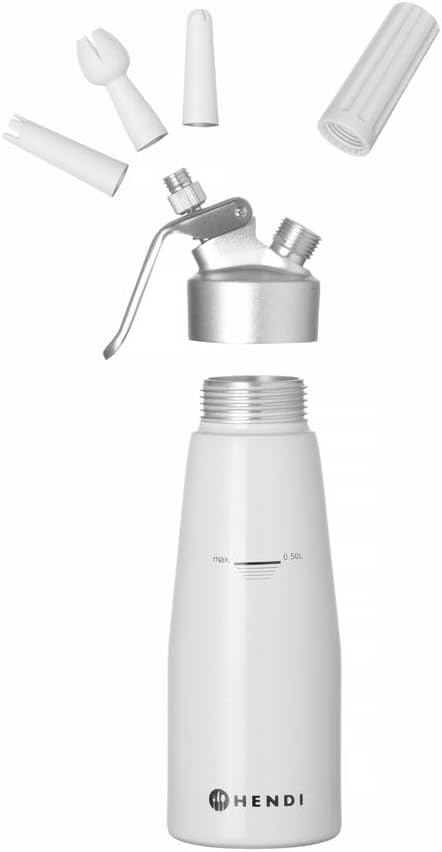 Disassembled HENDI Whipped Cream Siphon with all components