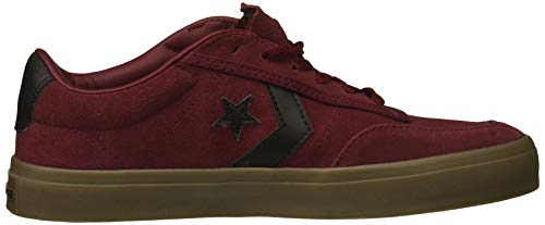 Converse Men's Courtlandt Suede Leather Accent Low Top Sneaker, Dark Burgundy/Black/Brown, 4 M US
