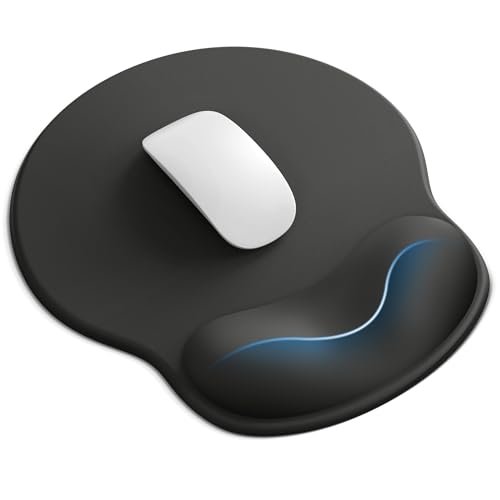 Image of Laborio Mouse Pad with Wrist Rest, Ergonomic Mouse Pads for Desk, Office Non-Slip Large Mousepad with Gel Wrist Support(Black, 10.6''L x 9''W)