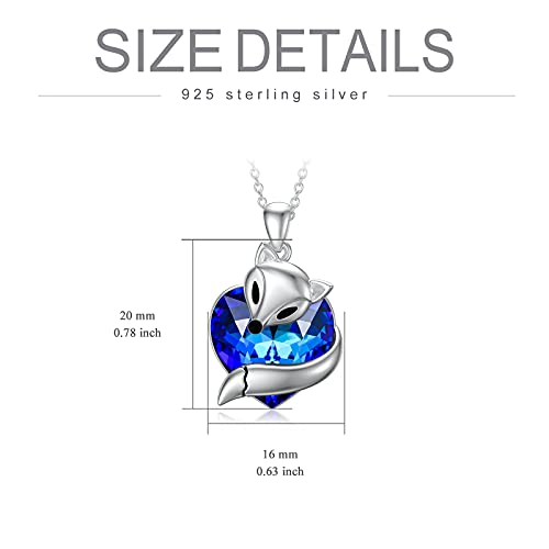 Aoboco Fox Necklace For Women Sterling Silver Fox Pendant Necklace With Ocean Blue Heart Crystal From Austria, Fox Gifts For Women Girls #TOP5