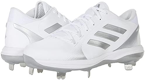 adidas Women's Purehustle 2 Baseball Shoe, White/Silver Metallic/Silver Metallic, 7 | Image 3