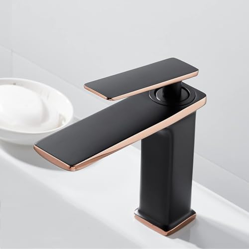 Robinet de vanité design noir et or rose mitigeur de salle de bains haut de gamme
