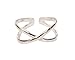 MiYa Jewelry Handmade Silver Criss-Cross X Shape Adjustable Toe Ring, 925 Sterling Silver, Elegant Samll Dainty Open Toe, Pinky or Knuckle Rings for Women (Silver-Criss-Cross)