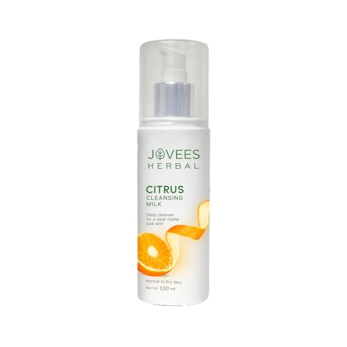 Jovees Herbal Citrus Cleansing Milk For soft, Clean & Healthy skin with Lemon Peel, Almond & Coconut Oil | Gentler Cleanser For Make-up and Dirt Keeps your skin toned | For Normal to Dry Skin- 100ml
