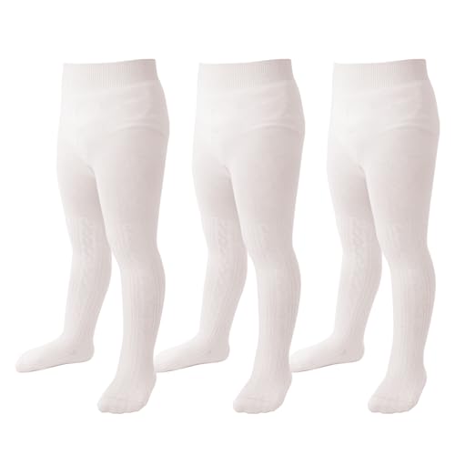 Image of Marchare Baby Girls Tights Thick Solid Cable Knit Leggings Winter Warm Stockings For Toddler Girls 1 /2 /3 /4 /5 Pack