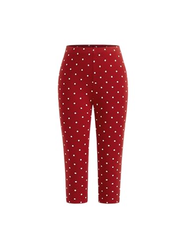 CIDER Women Mid Waist Polka Dot Capri Leggings High Stretch Slim Fit Cotton Blend Knit Fabric Pants