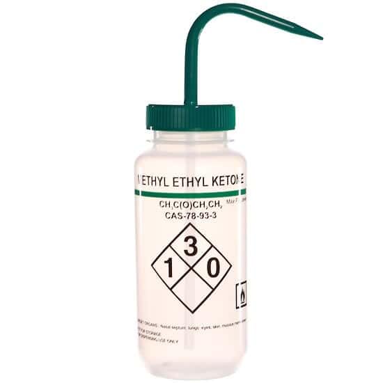 Cole-Parmer Essentials Safety Wash Bottle, LDPE, Vented, Methyl Ethyl Ketone, 500mL; 6/PK
