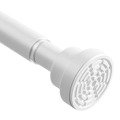 Shower Curtain Pole Extendable Curtain Poles 78-195 Cm Tension Rods For Curtains Extendable No Drill Shower Curtain Rail Non-Slip White Shower Pole for Bathroom Kitchen Bedroom