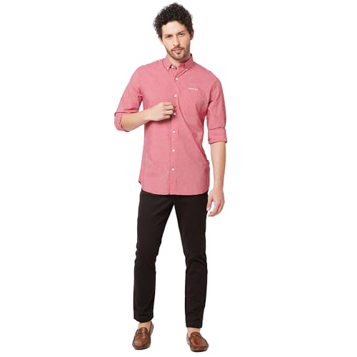 Image of KENNETH COLE New York Mens Slim Fit Cotton Spread Collar Long Sleeve Patch Pocket at Chest Casual Shirt