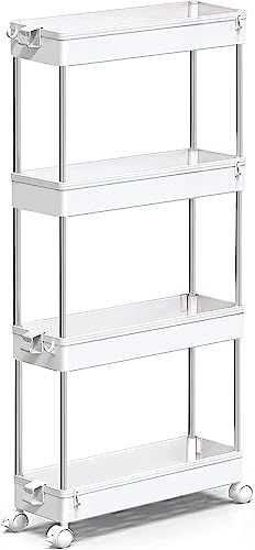 Recopilación de Carritos de baño para comprar online. 44 Timotech Carrito de Almacenamiento con Ruedas para Organización, Estante Móvil de 4 Niveles, Organizador de Baño, Carrito Utilitario para Cocina, Baño, Lavandería (Blanco,...