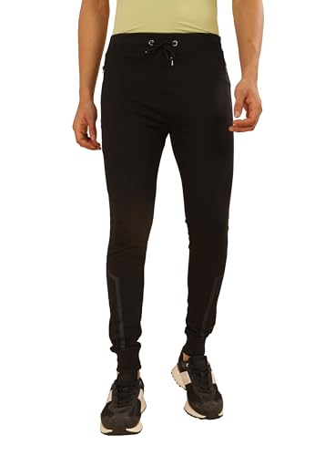 Image of Force NXT Men's Super Combed Cotton Rich French Terry Fabric Solid Joggers | Active Joggers for Men | Comfortable Waistband with Zipper Pocket for Daily Workout