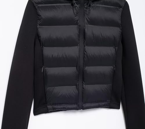 ZCKZUK Women's Black Cropped Puffer Jacket: Lightweight Quilted Coat with Hood for Ultimate Warmth - Image 4