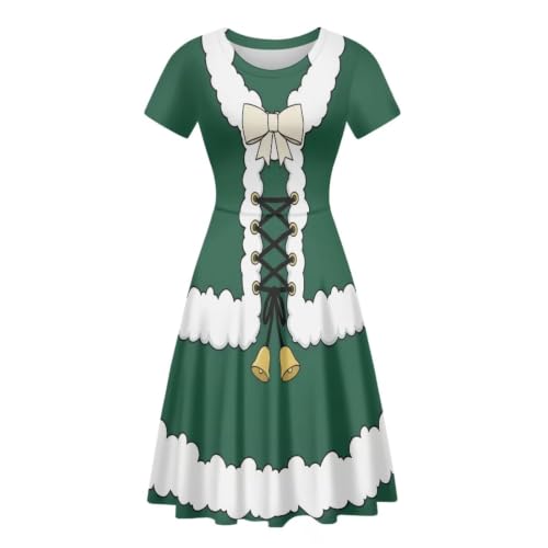 Image of POLERO Sunflower Dress for Women Floral Summer Dresses Short Sleeve Casual Sundresses Midi Dresses