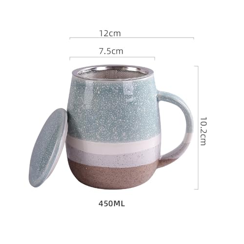Miniatura 2 de Xfeyaqlo Taza Infusiones Con Tapa Y Filtro Colador Te, Taza Te Cafe, Tazas Originales Para Regalar, Ceramica, 400ml, Apta Para Uso Diario Amarillo