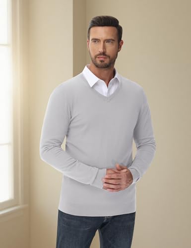 MAGNIVIT Men's V Neck Pullover Light Weight Long Sleeve Knit Soft Fashion Ribbed Sweater2